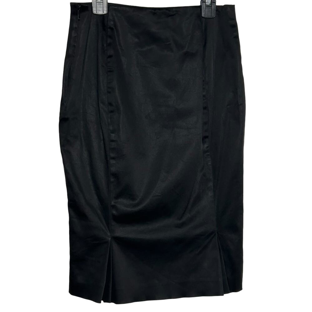 Y2K Guess by Marciano Black Satin Pleated Pencil Skirt Size 0